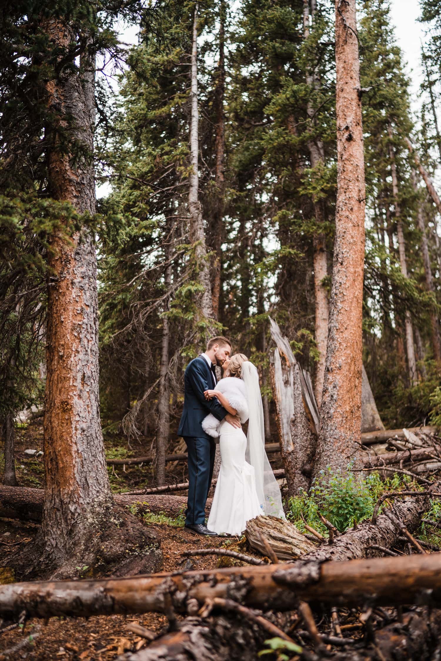 Bride and Groom Kissing at Georgetown, CO Elopement