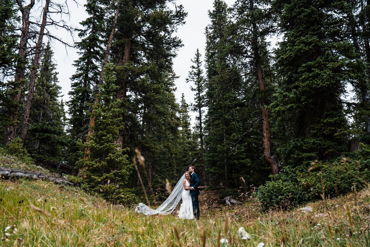 Bride and Groom Hugging at Georgetown, CO Elopement